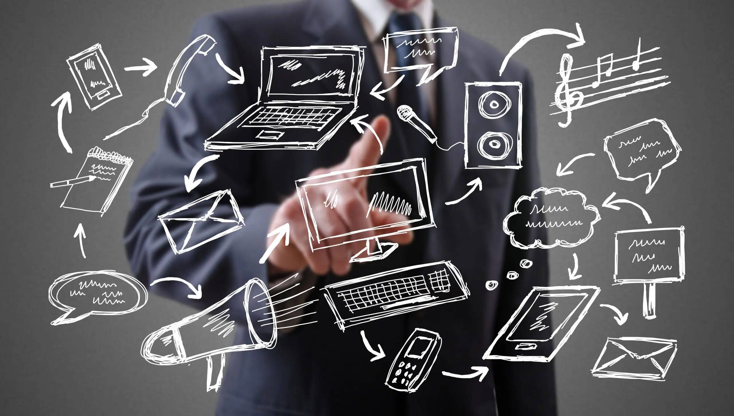 une personne montre avec son doigt des icones burautiques